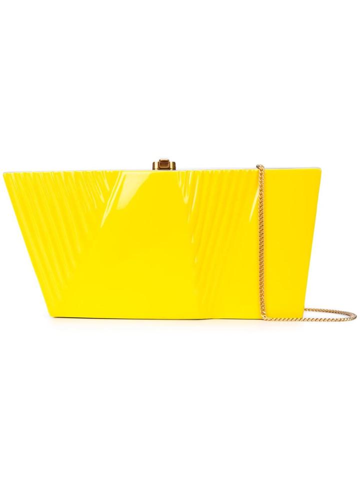 Rocio Wasabi Sculpted Box Clutch - Yellow