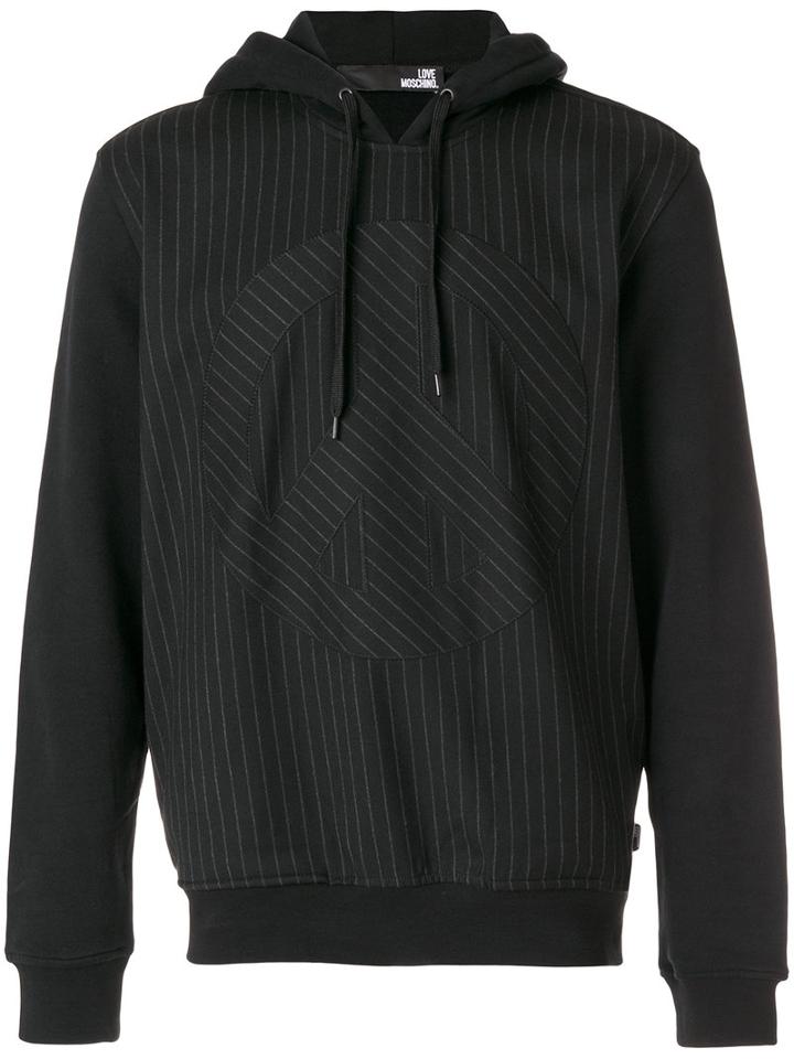 Love Moschino - Pin Stripe Hooded Sweater - Men - Cotton/polyester/spandex/elastane/viscose - L, Black, Cotton/polyester/spandex/elastane/viscose
