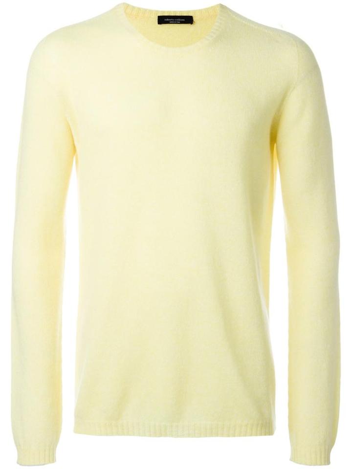 Roberto Collina Ribbed Trim Jumper, Men's, Size: 52, Yellow/orange, Cashmere