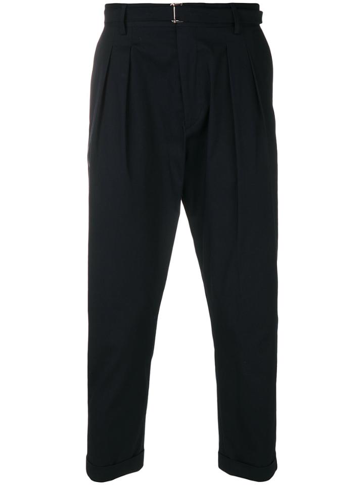 Low Brand Cropped Tapered Trousers - Blue