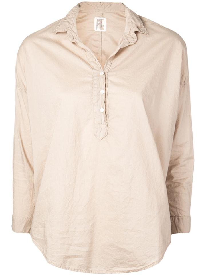 A Shirt Thing Classic Tunic Blouse - Brown