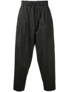 Kazuyuki Kumagai - Drawstring Drop-crotch Cropped Trousers - Men - Nylon/polyurethane - 1, Grey, Nylon/polyurethane