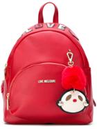 Love Moschino Logo Plaque Backpack - Red
