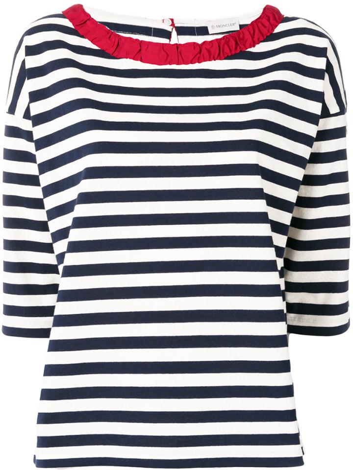 Moncler Ruched Collar Bateau Top - Blue