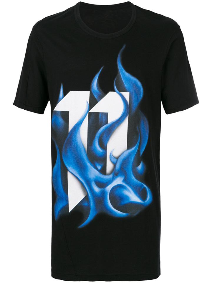 11 By Boris Bidjan Saberi Blue Flame T-shirt - Black