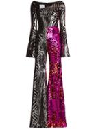 Halpern Zebra Sequin Embellished Jumpsuit - Metallic