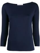 Stefano Mortari Boat Neck Fitted Top - Blue