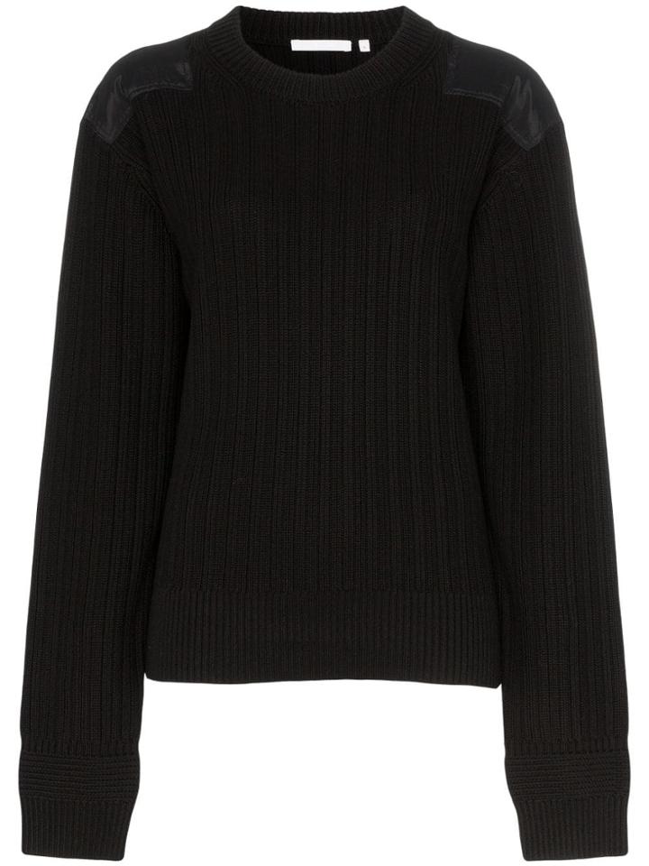 Helmut Lang Ribbed Elbow Patch Cotton Jumper - Black