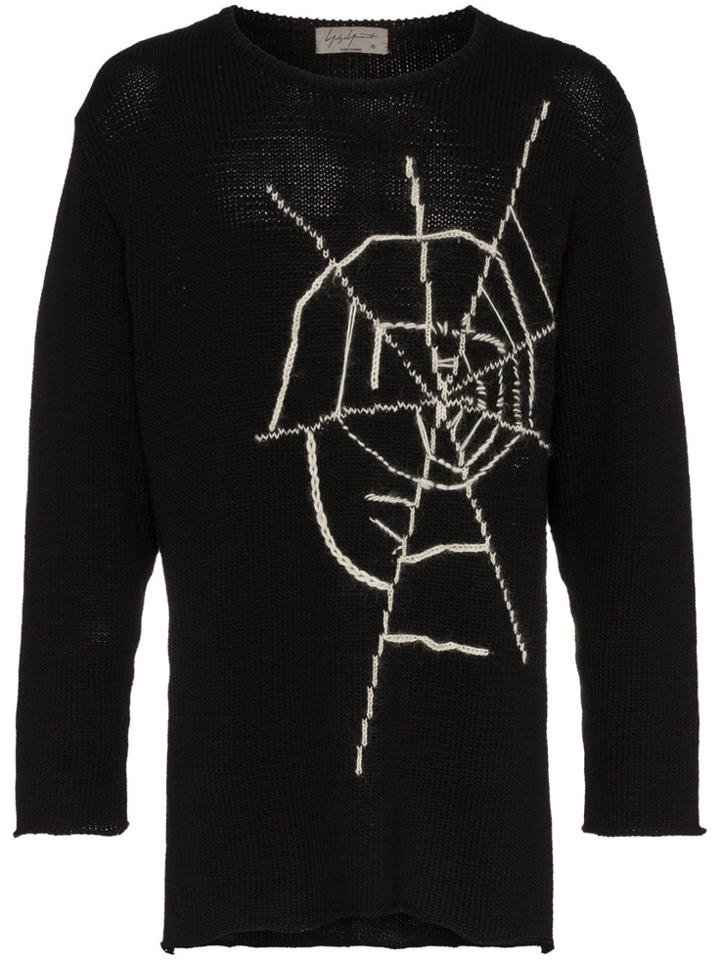 Yohji Yamamoto Long Sleeve Spider Web Wool Jumper - Black