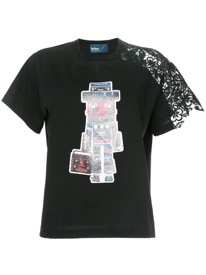 Kolor Robot Print T-shirt - Black