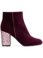 Pollini Glitter Heel Ankle Boots - Pink & Purple
