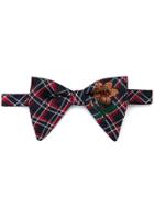 Gucci Embroidered Plaid Bow Tie - Blue