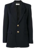 Saint Laurent Classic Single Breasted Jacket, Women's, Size: 40, Blue, Wool/silk