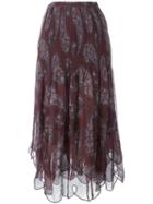 See By Chloé Plissé Pleated Paisley Skirt, Women's, Size: 38, Brown, Cotton/polyester