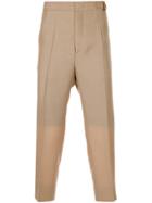 Jil Sander Cropped Trousers With Grosgrain Belt - Brown