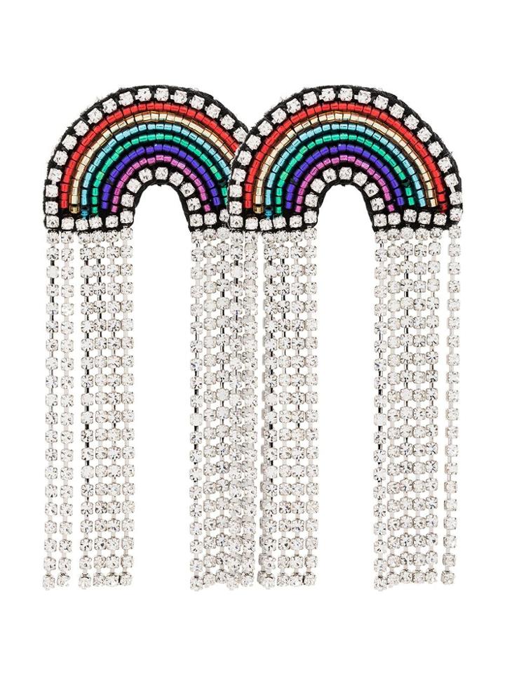 Venessa Arizaga Multicoloured Rainbow Crystal And Rhinestone Earrings