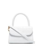 By Far White Mini Leather Mock Croc Cross Body Bag