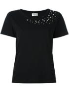 Saint Laurent Star Embellished T-shirt, Women's, Size: Medium, Black, Cotton/crystal/metal