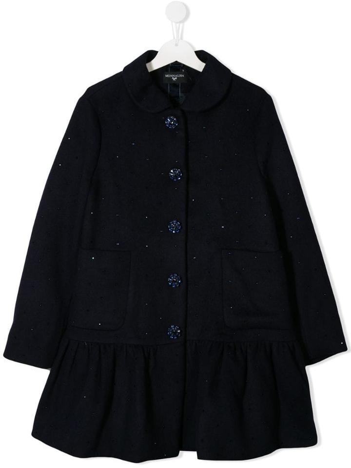 Monnalisa Teen Single-breasted Coat - Blue