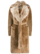 Desa 1972 Oversized Collar Fur Coat - Brown