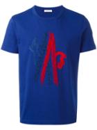 Moncler Stitch Logo T-shirt, Men's, Size: Small, Blue, Cotton/polyester