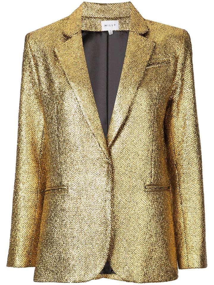 Milly Metallic Single-breasted Blazer - Gold