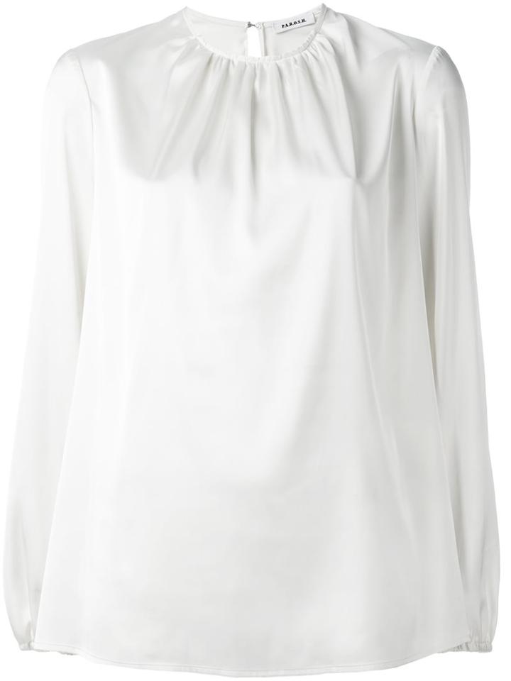 P.a.r.o.s.h. Draped Neck Longsleeved Blouse, Women's, Size: Xs, Nude/neutrals, Polyester