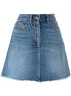 Marc By Marc Jacobs Sequinned Cherry Appliqué Denim Skirt, Women's, Size: 26, Blue, Cotton