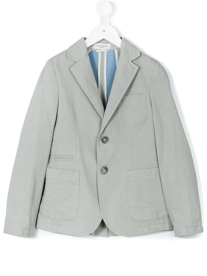 Paolo Pecora Kids - Casual Blazer - Kids - Cotton/spandex/elastane - 8 Yrs, Grey