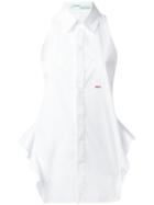 Off-white Ruffled Trim Sleeveless Shirt, Women's, Size: Xxs, White, Cotton