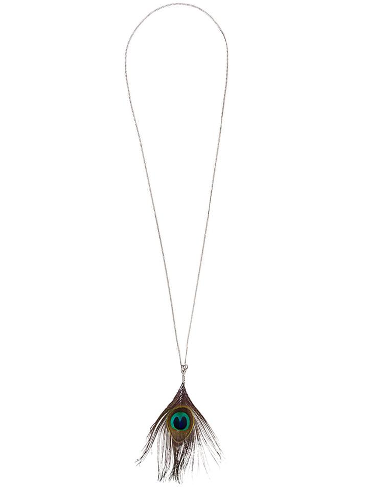 Ann Demeulemeester Blanche Peacock Feather Pendant Necklace -