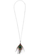 Ann Demeulemeester Blanche Peacock Feather Pendant Necklace -
