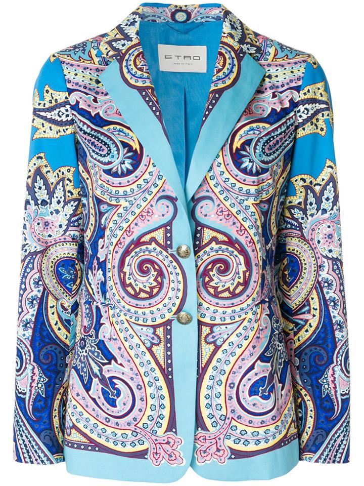 Etro Paisley Print Blazer - Blue