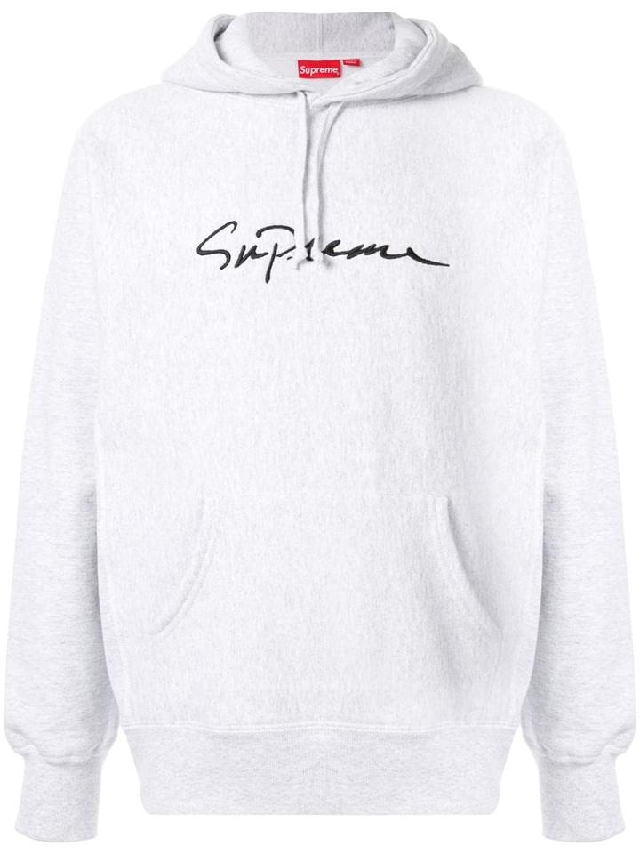 Supreme Signature Logo Hoodie - White