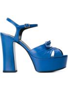 Saint Laurent Candy Platform Sandals, Women's, Size: 40, Blue, Leather