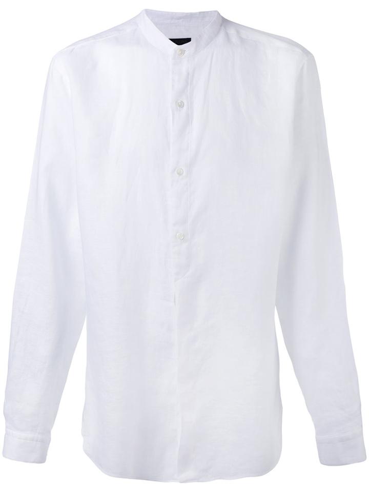 Z Zegna - Band Collar Shirt - Men - Linen/flax - L, White, Linen/flax
