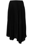 Loyd/ford - Pleated Asymmetric Skirt - Women - Silk/polyester - 6, Black, Silk/polyester