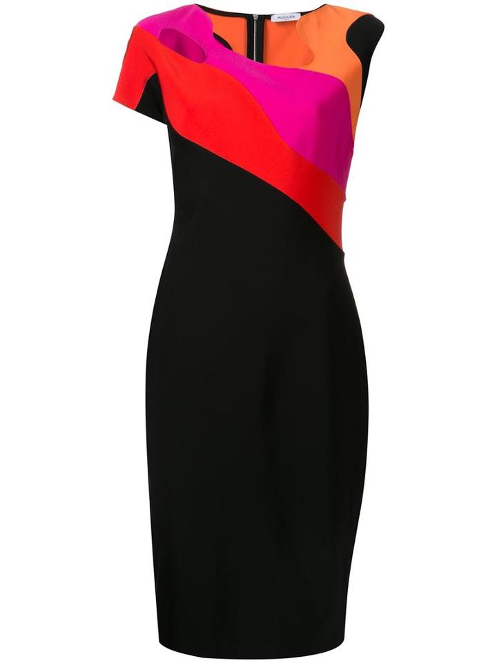 Mugler Colour Block Fitted Dress, Women's, Size: 38, Black, Viscose/spandex/elastane/polyimide