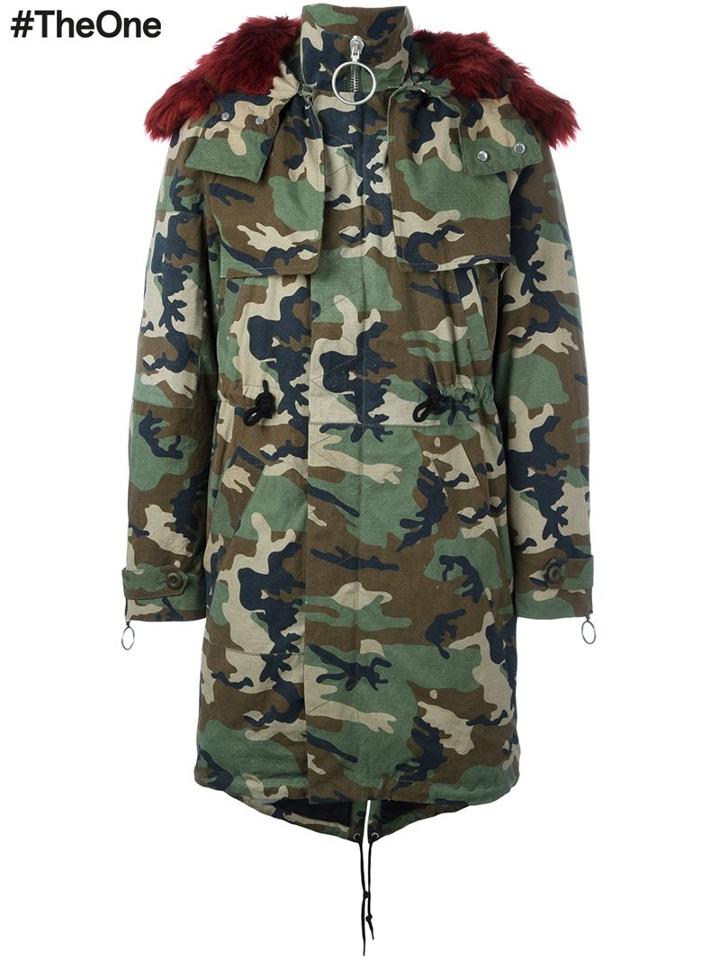 Off-white Camouflage Parka, Men's, Size: Small, Green, Cotton/acrylic/polyester