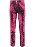 Moschino Quilted Effect Trousers, Women's, Size: 40, Pink/purple, Triacetate/polyester