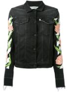 Off-white - Rose Embroidered Denim Jacket - Women - Cotton/polyester/spandex/elastane - Xxs, Black, Cotton/polyester/spandex/elastane