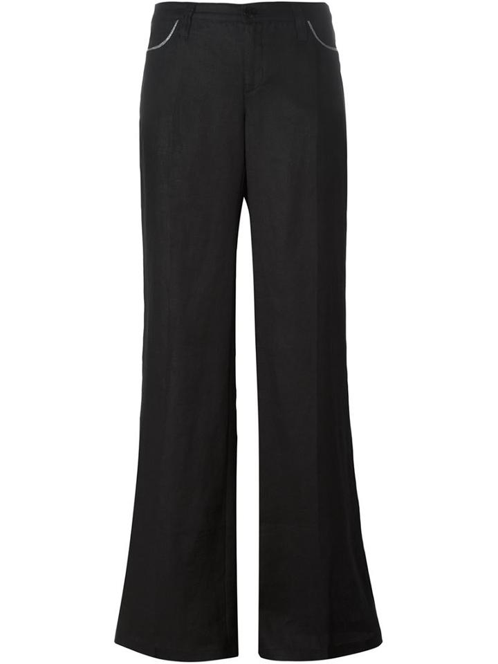 Armani Jeans Flared Trousers, Women's, Size: 26, Black, Linen/flax