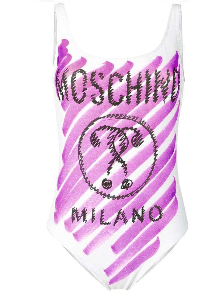 Moschino Brushstroke Swimsuit - White