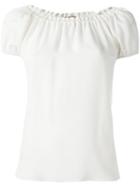 Etro Pleated Trim Blouse, Women's, Size: 42, White, Silk