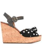Dolce & Gabbana Polka Dot Wedge Sandals - Black