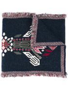 Giada Benincasa Ethnic Pattern Frayed Scarf, Women's, Blue, Polyamide/viscose/merino/spandex/elastane
