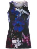 Roberto Cavalli Floral Print Scalloped Detail Top - Blue