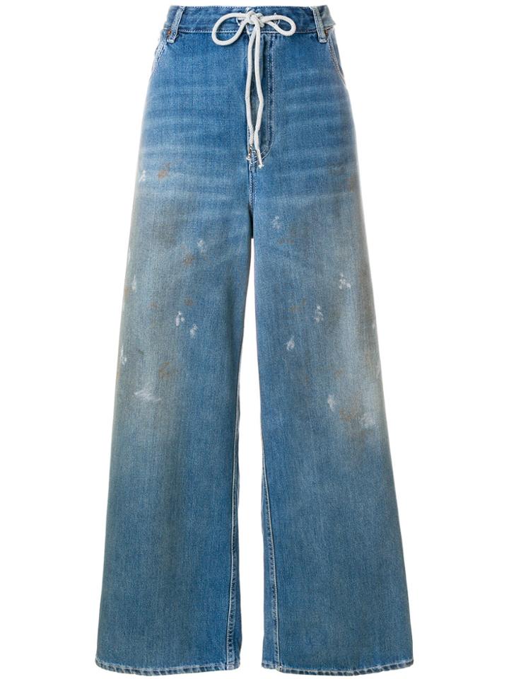 Mm6 Maison Margiela Distressed Oversized Trousers - Blue