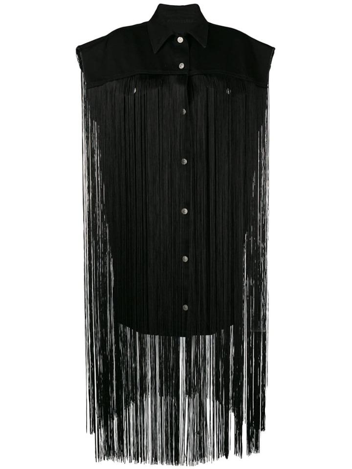 Mm6 Maison Margiela Fringed Sleeveless Denim Jacket - Black