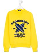 Dsquared2 Kids - Teen Surfboard Sweatshirt - Kids - Cotton - 14 Yrs, Boy's, Yellow/orange
